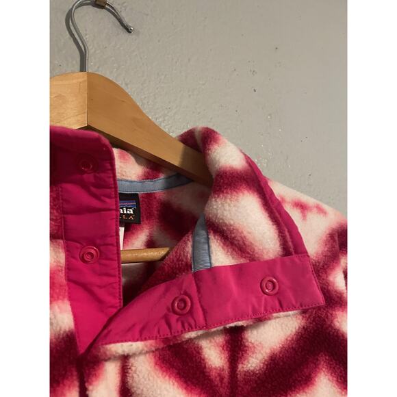 Patagonia Synchilla Fleece Pullover Womens Medium Pink Tie Dye Snap T Jacket - Picture 2 of 9